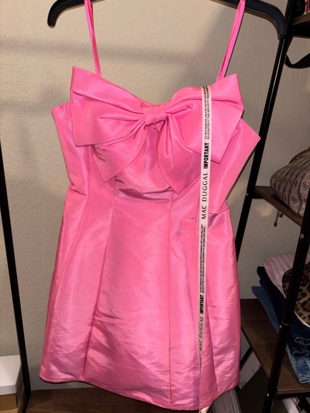 NWT Mac Duggar Convertible Strap Light Pink Bow-Front Party Mini Dress